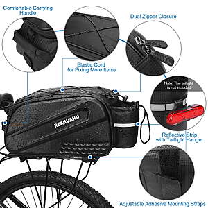$20.69 FS WALMART+ Marketplace Lixada 10 Ltr Multifunctional Bicycle Rear Seat Bag Waterproof Cycling Bike Rack Trunk Cargo Bag