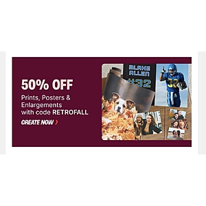 Walgreens 50% OFF Prints, Posters & Enlargements | Enter code RETROFALL at checkout thru September 26