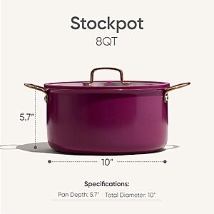 CAROTE 8QT Full Clad Tri Ply Stainless Steel Stock Pot with Lid $29.99