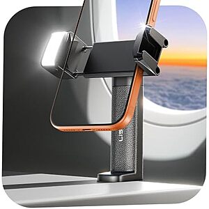 LISEN Airplane Tray Table Phone Mount w/ 3-Level Fill Light $6.99 + Free Shipping w/ Prime or on $35+