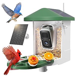 HARYMOR Smart Bird Feeder with Camera Solar Powered, 2K HD Live Video $59.99