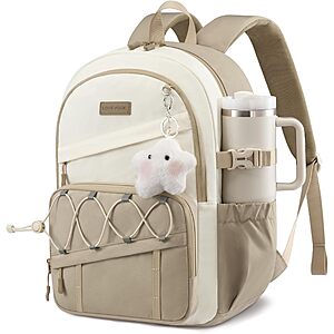25L Lovevook Lightweight Laptop School Backpack w/ 15.6" Laptop Compartment (Khaki - Off White) $13.99 + Free Shipping w/ Prime or on $35+