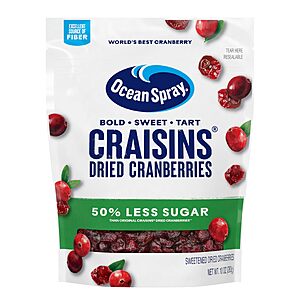 Ocean Spray® Craisins®, 50% Less Sugar Dried Cranberries, Dried Fruit, 10 Oz Pouch~$3.06 With S&S @ Amazon