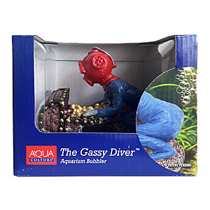 Aqua Culture Gassy Diver Bubbling Aquarium Ornament $2.84 + Free Shipping w/ Walmart+ or on $35+