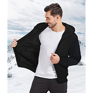 Mens Fleece Hoodies Zip Up Warm Thick Winter Jacket $24 with coupon