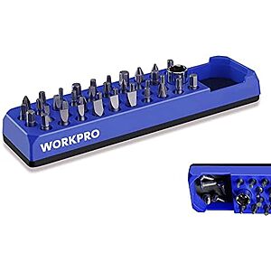 $7.99* | WORKPRO Magnetic Hex Bit Holder, 39-Hole Organizer Tray with Strong Magnetic Base, Compatible with 1/4 Inch Hex Bit & Drill Bit Adapter, Blue at Amazon