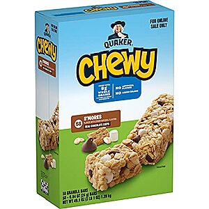 [SnS, AC] $10.39 | 58-Pack 0.84-Oz Quaker Chewy Granola Bars (S'mores) at Amazon