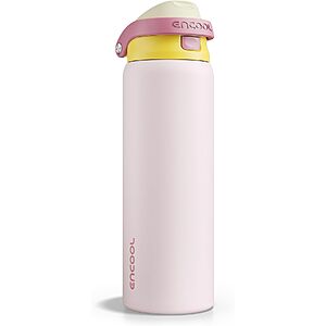 Prime Members: 32-Oz ENCOOL Insulated Stainless Steel Water Bottle w/ Dual-Sip Straw Lid (Blush Pink) $9.49 & More + Free Shipping
