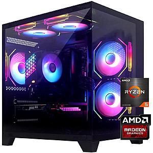 YLZKIX Gaming PC, AMD Ryzen 5 5600 3.5 GHz (up to 4.4GHz), Radeon RX 5700XT 8GB, 1TB NVMe SSD, 16GB DDR4 3200MHz, 650W PSU, USB WIFI 6 & Bluetooth Windows 11 $799.99