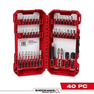 40 piece Milwaukee SHOCKWAVE Impact Duty Alloy Steel Screw Driver Drill Bit Set, $14.22. FS, Home Depot