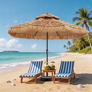 Ainfox 9ft Boho Fringe Thatched Tiki Patio Umbrella $69.99 + Free Shipping
