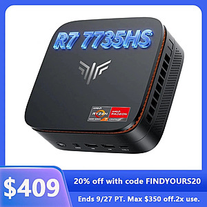 KAMRUI Gaming Mini PC Ryzen 7 7735HS 16GB LPDDR5 RAM 512GB SSD (8C/16T, 4.75GHz) $409.64