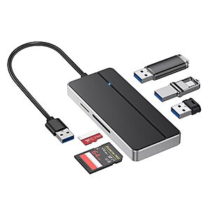 5-in-1 USB 3.0 Hub Adapter Hub with 3 USB 3.0 Ports, SD and microSD Card Reader, USB A to USB C Adapter. $5.39 at checkout