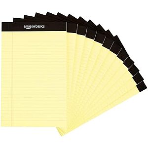 [SnS] $5.75* | 12-Pack Amazon Basics 5" x 8" 50-Sheet Narrow Ruled Note Pads (Canary) at Amazon