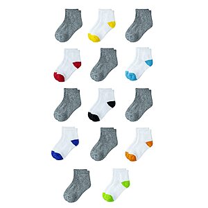 Amazon Essentials Unisex Toddlers' Cotton Ankle Socks with Cushioned Sole for Boys Girls Toddlers, Pack of 14, 2-3T $4.82