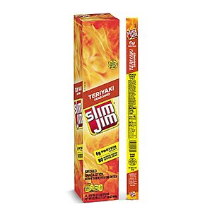 24-Count 0.97-Oz Slim Jim Giant Smoked Meat Sticks (Teriyaki) $14.23 w/ S&S + Free Shipping w/ Prime or on $35+