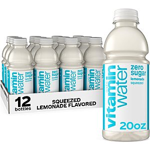 Vitaminwater Squeezed Lemonade Zero Sugar, Flavored Water Beverage, 20 fl oz Bottles, 12 Pack