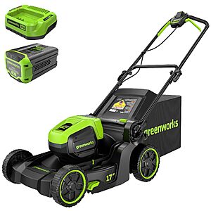 Greenworks 60V 17in Push Lawn Mower, 4.0 Ah Battery and Charger $279.99