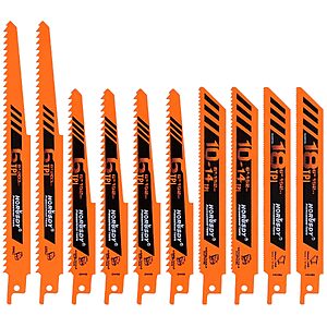 HORUSDY 10-Piece High Carbon Steel Reciprocating Saw Blade Set (Wood & Metal) $6.97 + Free Shipping w/ Prime or on $35+