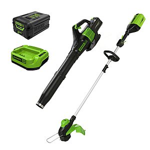 Greenworks 60V 13 in String Trimmer & 540 CFM Blower Combo, 4.0 Ah Battery $199.98