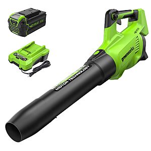 Greenworks 40V Electric Leaf Blower, 550 CFM, 4.0 Ah Battery and Charger $139.99