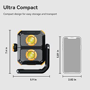 1500LM Magnetic LED Work Light, Rechargeable Foldable Mechanics Flashlight $24.56