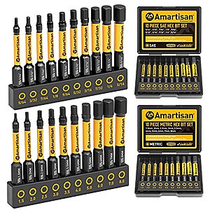 Amartisan 20-Piece Metric & SAE S2 Steel Magnetic Hex Bit Set w/ Storage Box $9.98 + Free Shipping w/ Prime or on $35+