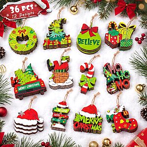 36-Piece Wooden Christmas Tree Ornament Set (12 Designs) $6.49 + Free Shipping w/ Prime or on $35+