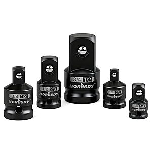 [Prime] HORUSDY 5-Piece Impact Socket Adapter & Reducer Set (1/4", 3/8" & 1/2") $5.99 + Free Shipping