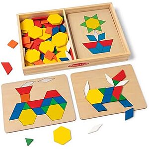 [YMMV, AC] $12.91* | Melissa & Doug Pattern Blocks & Boards (120 Wood Shapes & 5 Double-Sided Panels) at Amazon