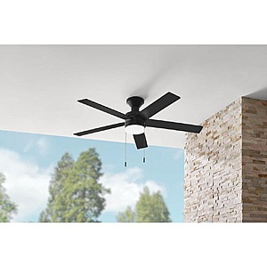 52" Hampton Bay Caltris Integrated LED Indoor/Outdoor Ceiling Fan w/ Light & Pull Chains (Matte Black) $89.97 + Free Shipping