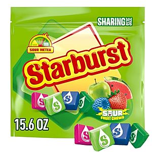 [SnS, AC] $6.35 | 2 × 15.6-Oz Starburst Sour Chewy Candy Fruit Chews ($3.17 each) at Amazon