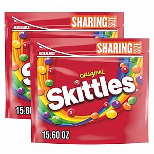 [AC] $12.79 | 2 × 2-Pack 15.6-Oz Skittles Summer Candy Sharing Size Bag ($6.39 each) at Amazon