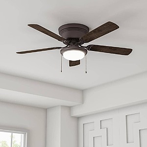 Hampton Bay Hugger 52 in. LED Indoor Brown Espresso Bronze Ceiling Fan with Light Kit, $50.97, FS, Home Depot