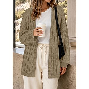 Lazysmile Women's Lantern Sleeve Cable Knit Oversized Cardigan Sweater (Various) from $12.79 + Free Shipping w/ Prime or on $35+