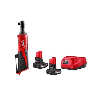 M12 12V Lithium-Ion 3/8 in. Cordless Ratchet with M12 5.0 Ah Battery (2-Pack) Starter Kit $199