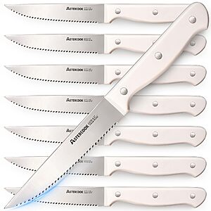 8-Piece Astercook High Carbon Stainless Steel Steak Knives w/ Full Tang Handle (Elegant Cream White) $13.93 + Free Shipping w/ Prime or on $35+