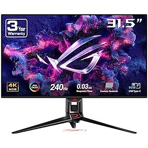 $849* | 32" ASUS ROG Swift 4K QD-OLED 240Hz 0.03ms G-Sync Monitor at Amazon