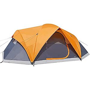 [Prime] $85.48* | Amazon Basics 8-Person Spacious Camping Tent with Rainfly, Orange/Grey at Amazon