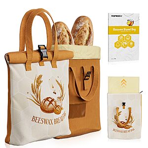 2-Pack 16.9" x 13" Yofidra Double Layer Beeswax and Cotton Bread Bag w/ Zipper and Buckle $12.49 + Free Shipping w/ Prime or on $35+