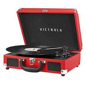 $40 FS AMAZON Victrola Journey - Bluetooth Suitcase Record Player - Red