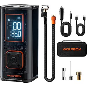 150PSI 45LPM WOLFBOX Heavy Duty Dual Cylinder Portable Tire Inflator $37 + Free S&H $36.99