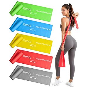 [Prime] Renoj 5-Pack Latex-Free TPE Pilates Resistance Bands Set (various) $5.99 + Free Shipping