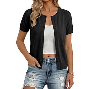 GRACE KARIN Women's Short Sleeve Knit Cardigan Sweater $10.19 + Free Shipping