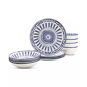 12-Piece Haven Speckled  Assorted Dinnerware Sets Or Blue Mykonos $28.99 & More + Free Pickup at Macys or Free Shipping on $39+