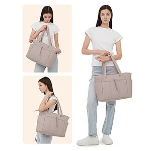 15.7" Wandering Nature Puffy Quilted Tote Bag w/ 15.6" Laptop Compartment (Beige) $14 + Free Shipping w/ Prime or on $35+