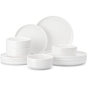 12pc MALACASA Porcelain Plates and Bowls Dinnerware Set $30 + Free S/H $29.98
