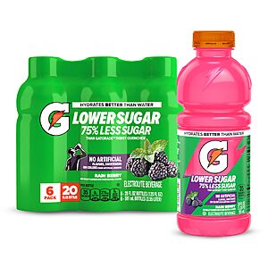 [S&S] 6 Pk 20 Oz Gatorade Lower Sugar Sports Drink, Rain Berry $3.77 + Free S&H w/ Prime or $35+