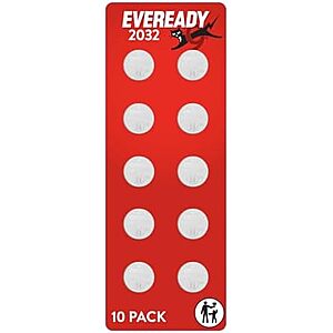 [YMMV, SnS, AC] $2.74* | 10-Pk Eveready 2032 Coin Batteries at Amazon (27.4￠ each)