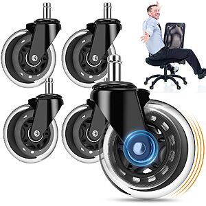 5-Pack 3" OVLLAN Rollerblade Office/Gaming Chair Replacement Poly Wheels (Transparent) $11.99 + Free Shipping w/ Prime or on $35+